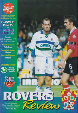 Tranmere Rovers v Oldham Athletic Match Programme 1995-09-19
